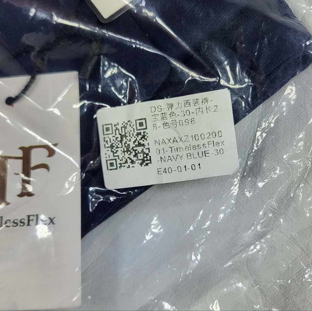 Timeless Flex High Stretch Straight Fit Navy Blue Dress Pants Sz 30x28